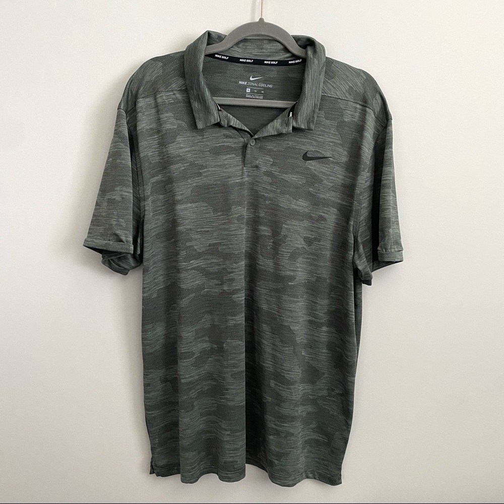 Nike Green Camo Zonal Cooling Golf Polo Shirt Top